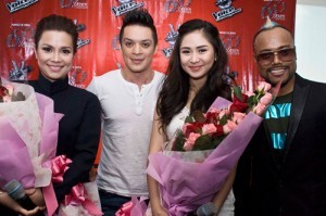 "The Voice of the Philippines" coaches (from left) Lea Salonga, Bamboo Mañalac, Sarah Geronimo and Allan Pineda. (MNS photo)