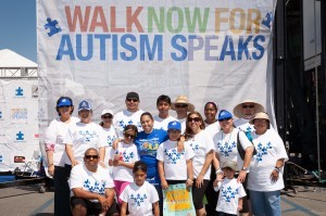 A team gathers for a group photo during Los Angeles Walk Now for Autism Speaks on Saturday, April 20, 2013 at the Rose Bowl in Pasadena. The 2013 LA Autism Walk hosted 40,000 attendees, raised over $1.8M for autism and is the largest autism walk in the country. Photo by Efong Chiu