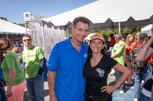 ABC7 Eyewitness News Anchor and LA Autism Walk Master of Ceremonies Phillip Palmer and Univision 34 Los Angeles news anchor Gabriela Teissier, who has a child on the autism spectrum, at Los Angeles Walk Now for Autism Speaks on Saturday, April 20, 2013 at the Rose Bowl in Pasadena. The 2013 LA Autism Walk hosted 40,000 attendees, raised over $1.8M for autism and is the largest autism walk in the country. Photo by Efong Chiu