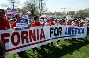 “California for America” this banner says, that was proudly displayed during a rally last April 11 in Washington D.C., where an immigration reform bill was unveiled days later in the U.S. Senate that will allow for a path to citizenship for the more than 11 million undocumented immigrants in the U.S. (Photo from Reform Immigration for America Facebook page)