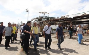 President Benigno S. Aquino III and Department of Interior and Local Government Secretary Mar Roxas personally inspects the extent of damage brought by Super Typhoon Yolanda (Hainan) during his visit to Tacloban City the province of Leyte on Sunday (November 10, 2013). Typhoon Yolanda, the world's most powerful typhoon in 2013, packing more than 300kph when it made landfall in Central Visayas Friday morning. (MNS photo)