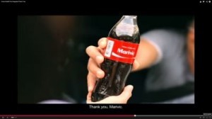 Screen capture of "The Happiest Thank You" by Coca-Cola ©All Rights Reserved/Youtube Inc. 2014/Coca-Cola Inc.