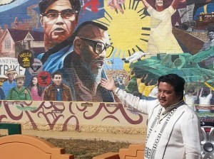 Mural creator Eliseo Art Silva talks about his artwork, which depicts Filipino and Fil-Am history and culture.